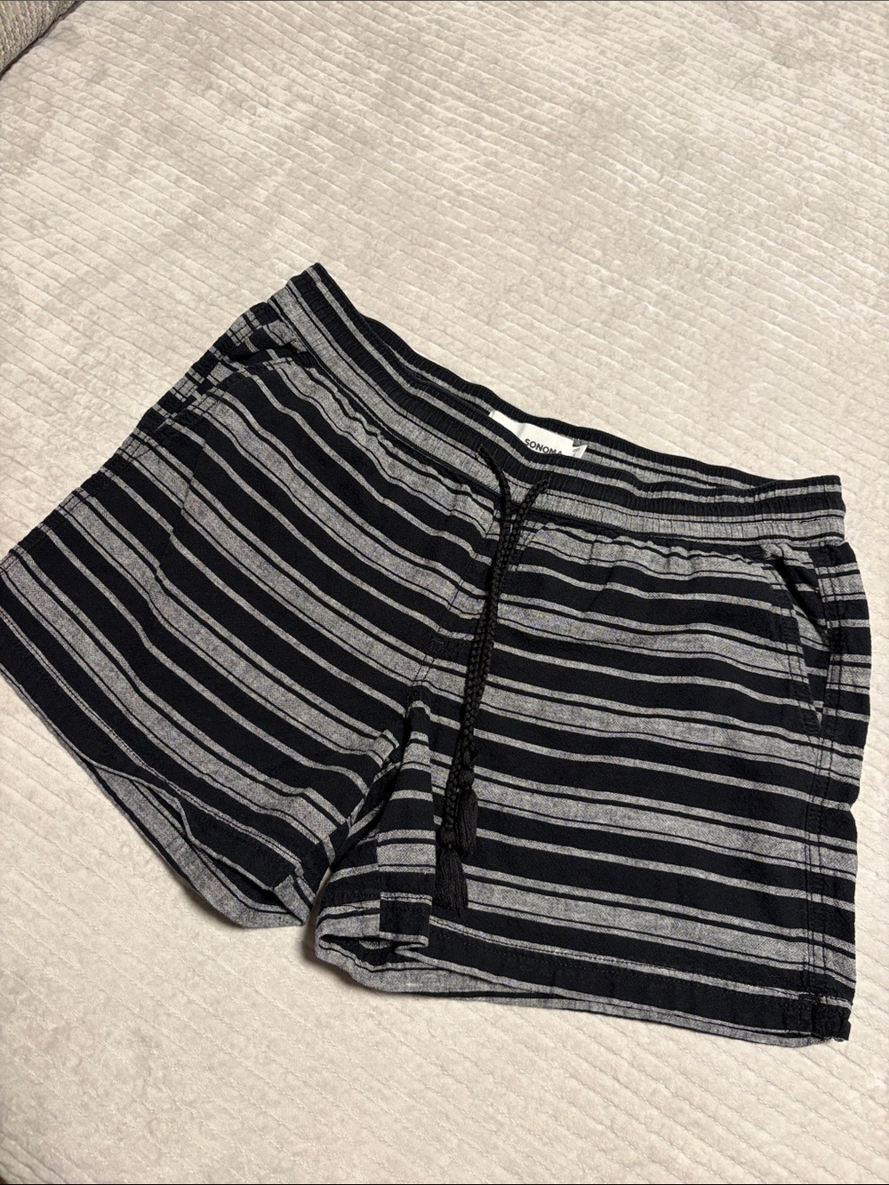 Sonoma Striped Black & Gray Women’s Lounge Shorts